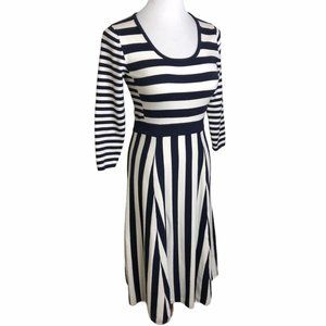 Boden Blue & White Knit Midi Fit Flare Dress US6